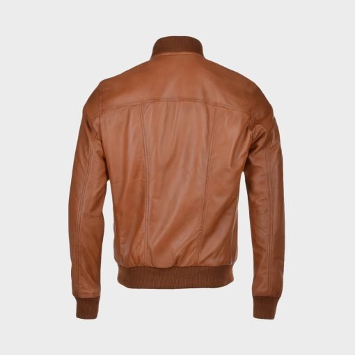 Men Waxed Brown Bomber Jacket